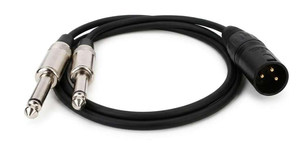 2 TS JACK TO XLR MALE Y CABLE